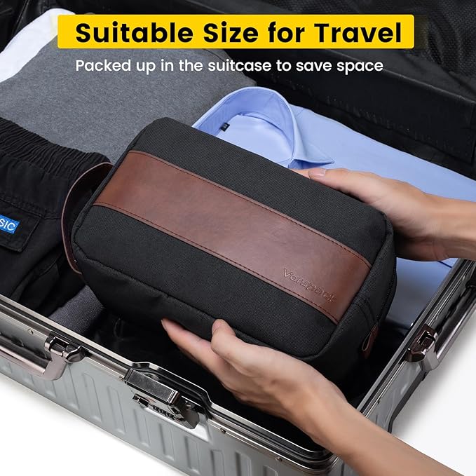 Vorspack Toiletry Bag for Men - Water Resistant Travel Bag for Toiletries, Accessories, Travel Essentials, Gifts - Black (Pack of 4)