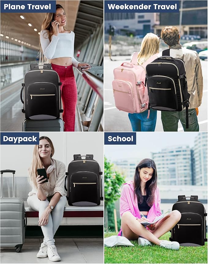 LOVEVOOK 40L Travel Backpack for Women Men,Waterproof Airline Approved Carry On Luggage Travel Essentials,TSA Carry On Backpack Personal Item Travel Bag Suitcase Weekender Traveling with Packing Cubes