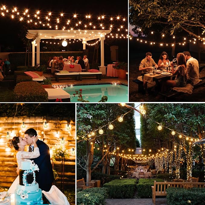 Yusist 200FT Solar String Lights Outdoor Waterproof with Remote,G40 Solar Powered String Lights with 60+3 LED Shatterproof Bulbs, Dimmable Solar Patio Hanging Lights for Outside Backyard Party