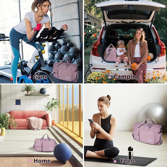 FIORETTO Women's Gym Duffle Bag with Shoes Compartment, 30L Capacity, Ideal for Travel, Gym, Sports, Duffel, Weekender