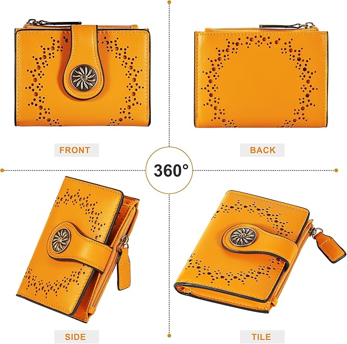 Tipmile Small Wallet for Women Bifold RFID Blocking Card Holder Leather Wallets with Zipper Coin Pocket