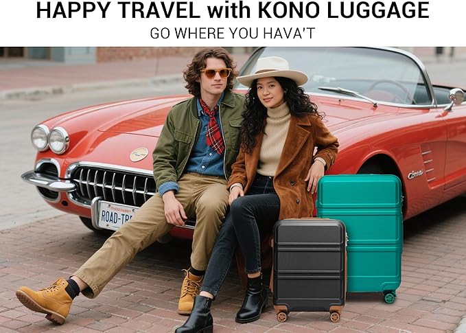 Kono 28 Inch Luggage Expandable Suitcase with Spinner Wheels TSA Lock Lightweight PC+ABS Hardside Large Checked Luggage Durable Rolling Suitcase Turquoise