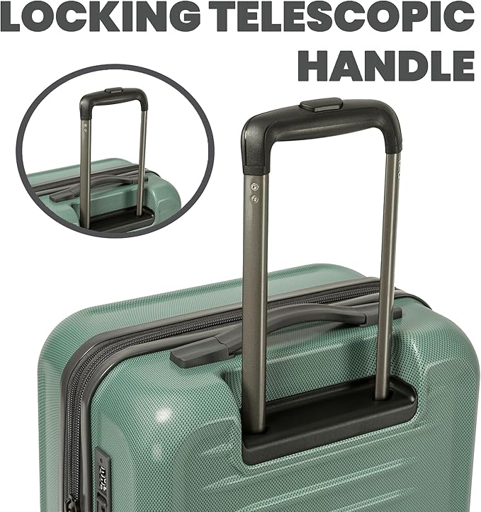 Spyder Rails Expandable Hardside Upright Suitcase with 360° Spinner Wheels, TSA Approved Lock (Sage, 3-Piece Set)