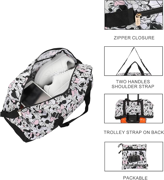 Disney Minnie Mouse All-Over Print White 21" Packable Duffel