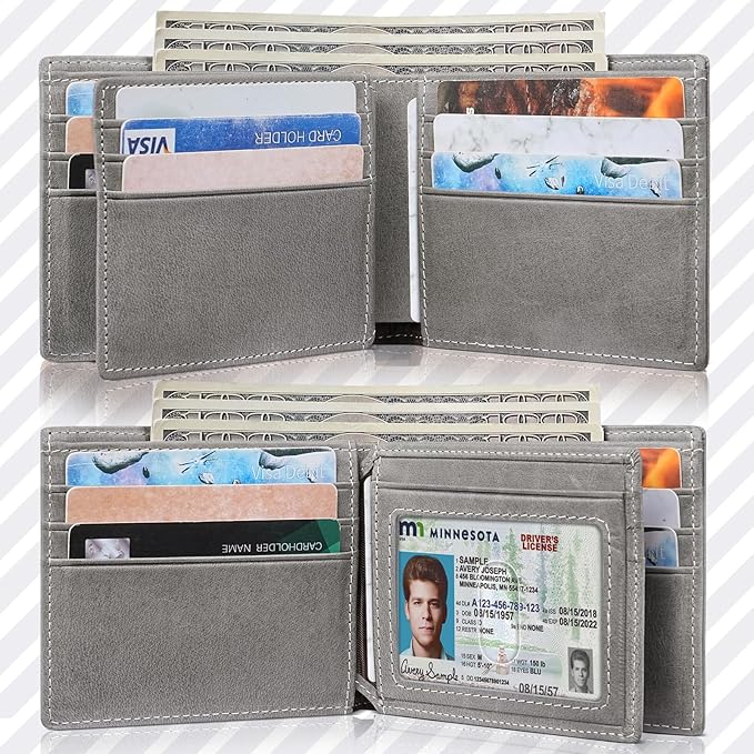 Artpaxy Mens Wallet Bifold Genuine Leather RFID Blocking Wallet for Men with 1 ID Windows 13 Card Holders 2 cash pockets 1 Gift Box