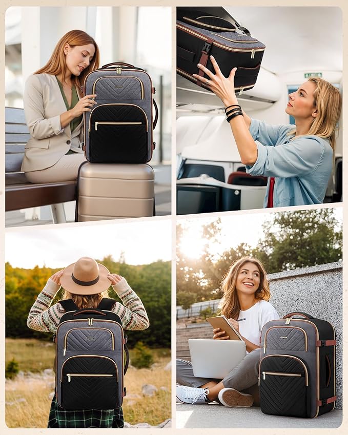 LOVEVOOK Travel Backpack Carry on Flight Approved 40L,Waterproof TSA Travel Essentials Personal Item Backpack for Women Men,Large Carry on Luggage Suitcase Travel Bag for Airplane with 3 Packing Cubes