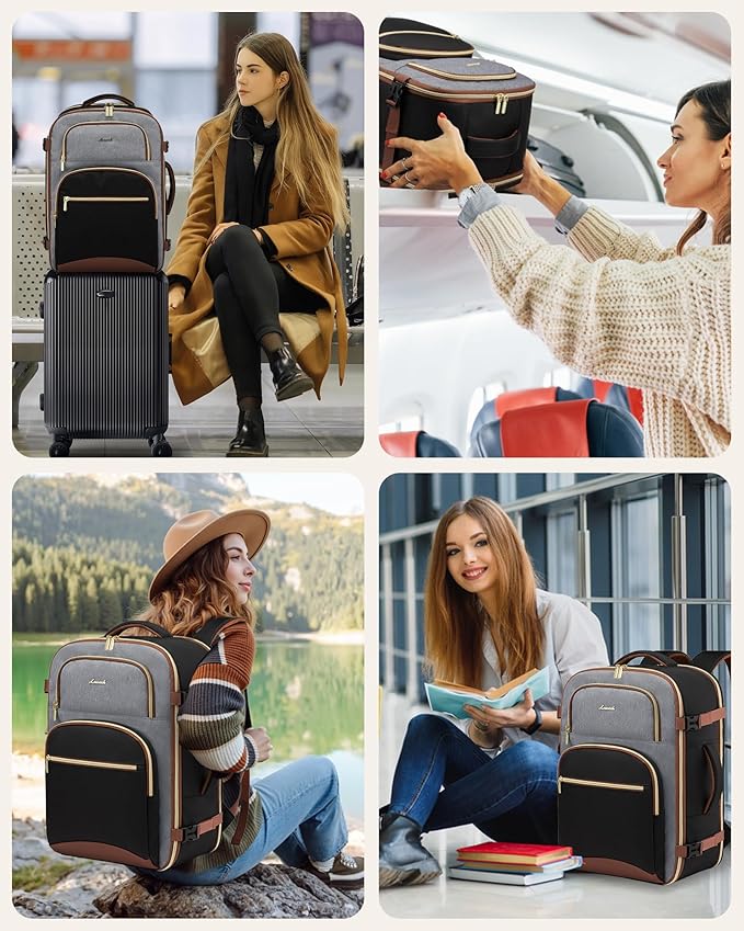 LOVEVOOK Travel Essentials Carry on Backpack 50L Travel Backpack for Women Men,Waterproof TSA Personal Item Travels Bag Airline Flight Approved,Large Carry on Luggage Laptop Backpack with Packing Cube