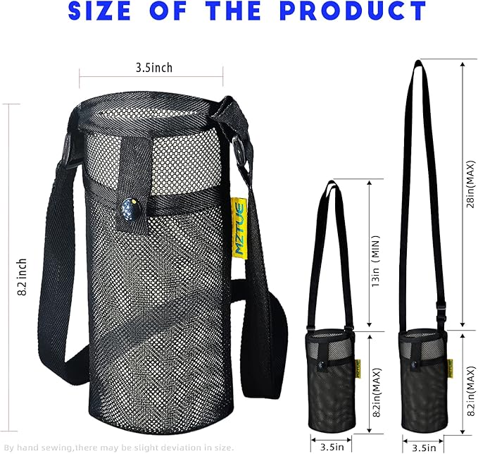 Water Bottle Holder with Strap, Premium Water Bottle Carrier with Strap Easy Clean, Light Water Bottle Carrier Bag, Water Bottle Holder with Pocket for Hiking, Walking, Travel