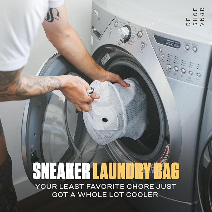 Reshoevn8r Sneaker Laundry Bag for Washing Machine - Mesh Washing Dual Lace Locking System - Shoe Cleaning Bag Compatible with All Sneakers Including Nike, Jordan, Adidas & Yeezy