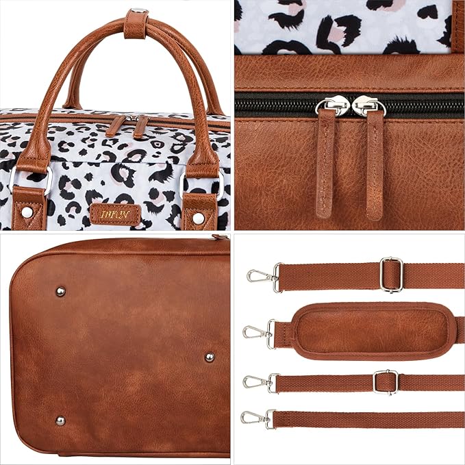 Weekender Bag for Women, Large Overnight Bag Canvas Travel Duffel Bag Carry On Tote with Shoe Compartment 21" 3Pcs Set