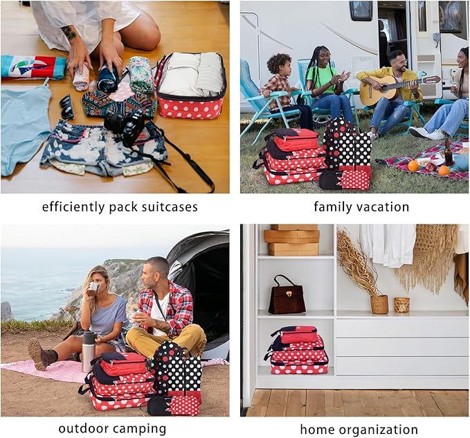6 Pcs Compression Packing Cubes for Travel, Waterproof Luggage Organizer Washable Storage Bags Set - Packaging Cubes for Backpack Travel and Carry-Ons