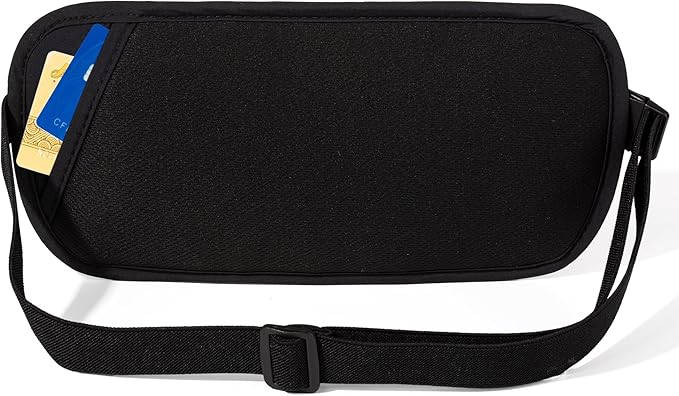 Money Belt - Slim Passport Holder RFID Blocking Travel Wallet Undercover Fanny Packs for Men Women - Black