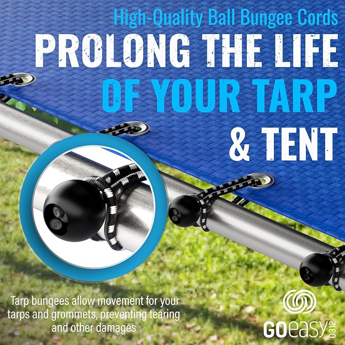 GOEASY0312 Ball Bungee Cords 6 Inch - 50 PCS Bungee Balls with Elastic String for Canopy, Tarp, Straps, Tent, Poles & Wires, for Outdoor & Indoor Activities | GOEASY0312