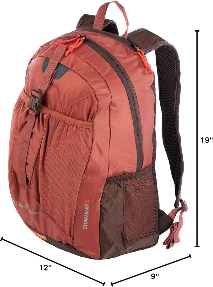 Eddie Bauer Stowaway Packable Backpack | Travel | Outdoor | Lightweight | Foldable | Durable | Ripstop Polyester | 30L - Maroon