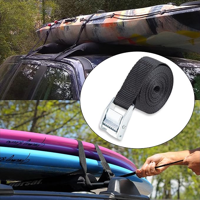 Cartman 1" x 12' Lashing Straps Cargo Tie-Down Strap Up to 600lbs, 12pk in Carry Bag, Black