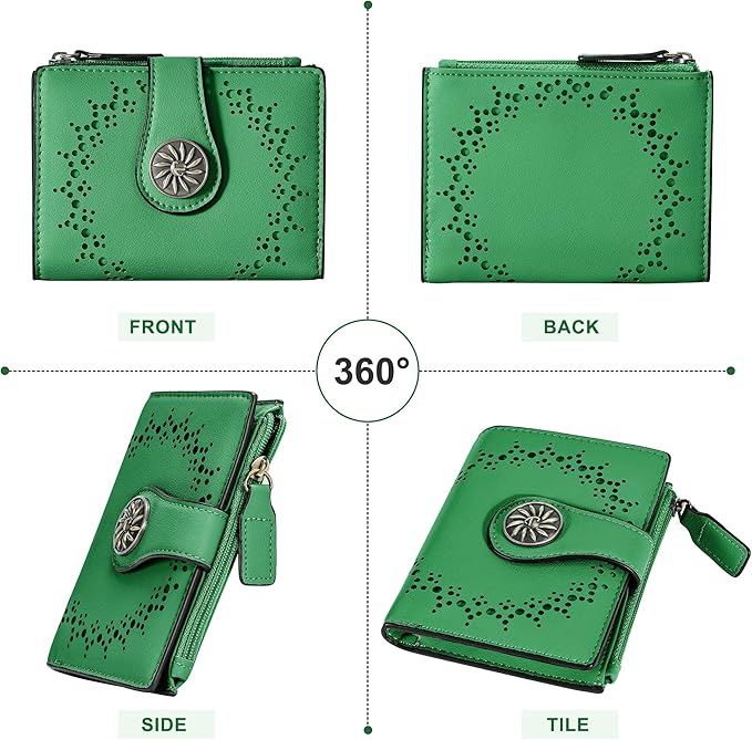 Tipmile Small Wallet for Women Bifold RFID Blocking Card Holder Leather Wallets with Zipper Coin Pocket