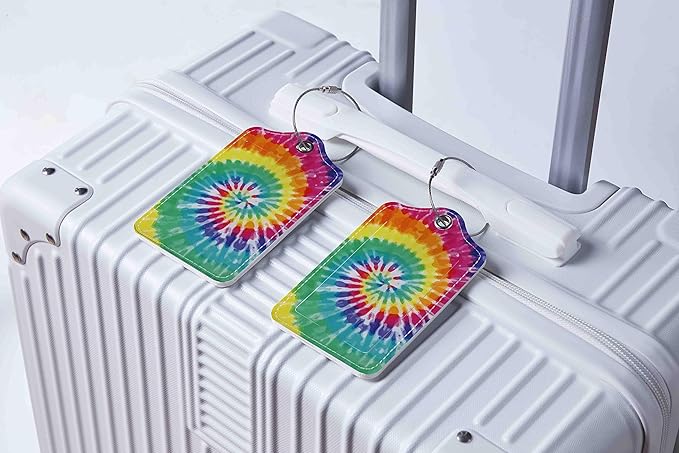 Luggage Tags for Suitcases, 2 Pack Cute PU Leather Suitcase Tag Identifiers TSA Approved with Stainless Steel Loop and Address Card for Baggage Tag for Cruise Airport Travel Essentials by Chelmon