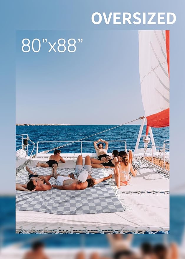 Antfuny Giant Beach Towel Blanket Autumn Outing Stuff for Women & Men Road Trip Camping Gear Ship Cruise Gear Must Haves Extra Large XXL Gray Plain Pattern Airplane Accessories Travel Gadgets
