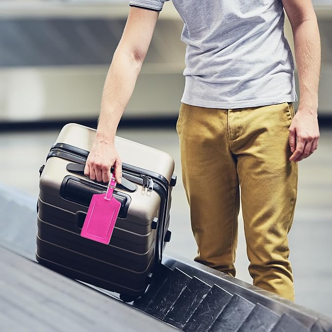 Travelambo Luggage Tags for Suitcases PU Leather Travel Tags Bag Tags Privacy Protection Travel Essentials