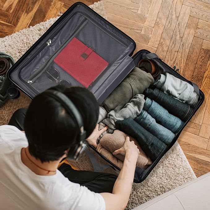 24 Inch Expandable Luggage with Wheels Checked Bag Luggage Hard Shell PC Suitcases Lightweight Travel Checked Luggage Medium Suitcase with Lock for Woman Men Travel