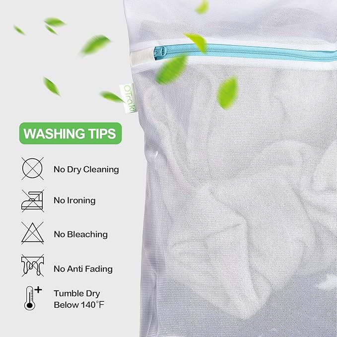 OTraki Large Mesh Washing Bag 43 x 35 in XL Laundry Bag Washer Machine Net Protector Large Washer Bag for Travel Camp College Student Dress Bedding Blanket Sheet Don't Drying, Melting 140-176℉ Blue
