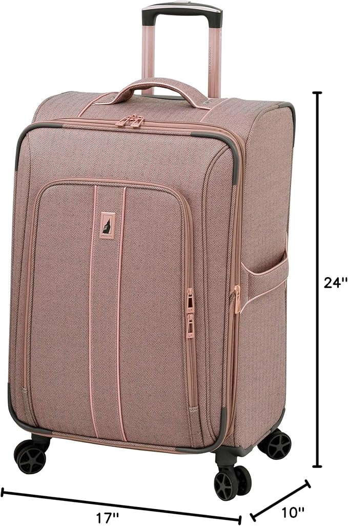 London Fog Newcastle 24 8-wheel Spinner, Rose Charcoal Herringbone