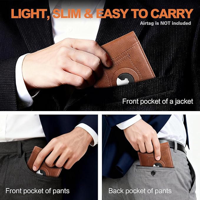 Wallet for Men Slim RFID Blocking Bifold,Minimalist Wallet Small Compact Front Pocket Credit Card Holder,Thin Mens Leather Wallets Smart Security With 2 ID Windows 1 Cash,Birthday Gifts for Men