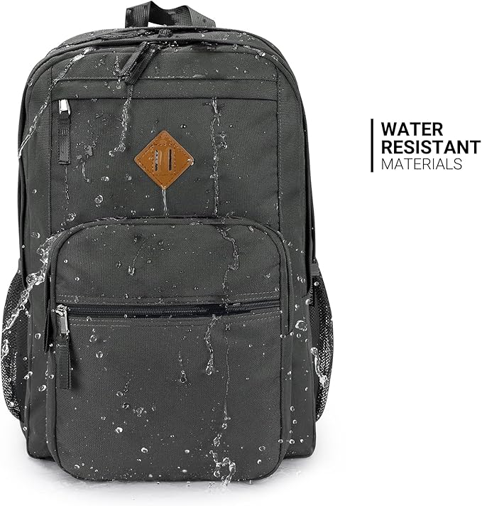 ZORFIN 26L Backpack for College, and Travel: Water Resistant Bookbag - Forge Grey