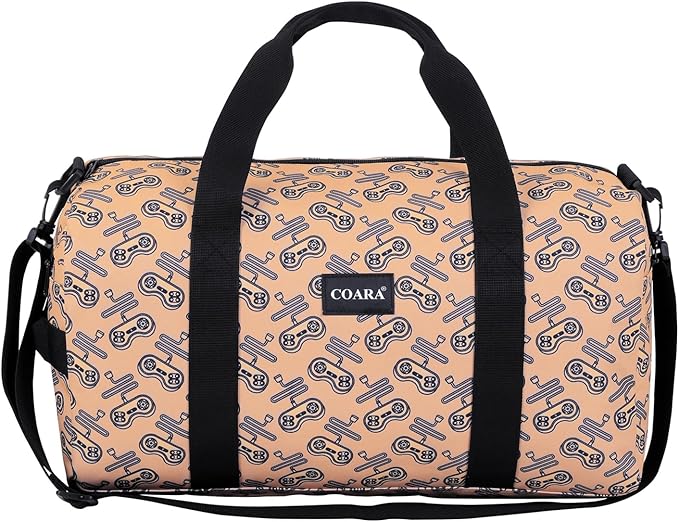 Kids Duffle Bag Overnight Bags for Boys and Girls Weekender Sleepover Carry-On Tote for Traveling Gym Sport Dance (Game Print)