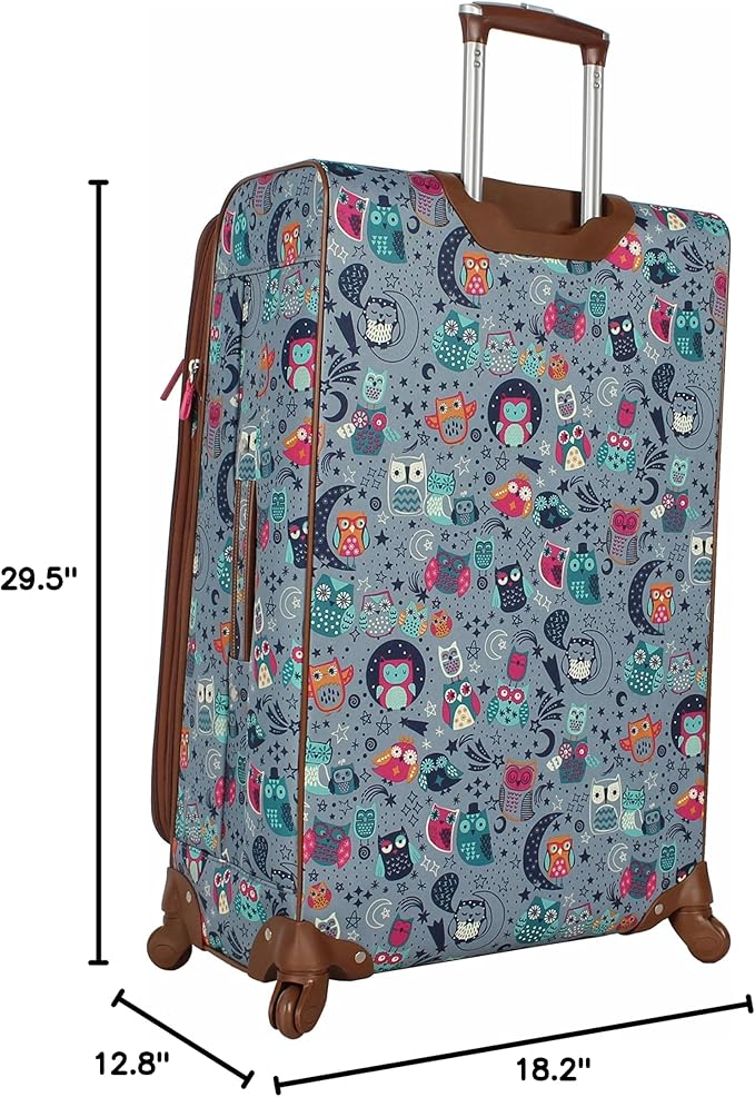 Lily Bloom Design Pattern 28" Luggage Softside Expandable With Double Spinner Wheels, Large Lightweight Suitcase Checked Bag For Women