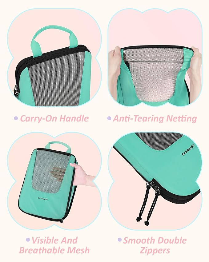 BAGSMART Compression Packing Cubes for Travel, 6/5/4set Lightweight Packing Organizers, Summer Travel Essentials Suitcase Organizer Bags Set