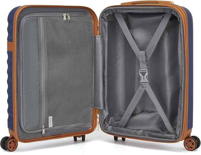Kono Expandable 28 Inch Large Checked Luggage: ABS+PC Hardside Trolley Travel Case Hard Shell Suitcase with TSA Lock,Navy