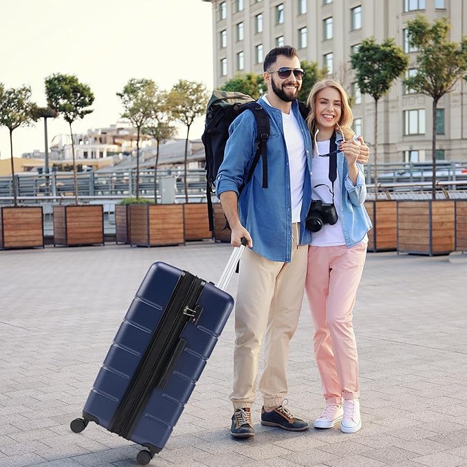 Sweetcrispy 29IN Carry on Luggage, Expandable Hard Shell ABS Suitcase with 360° Swivel Wheels, TSA Lock, Lightweight, Navy Blue
