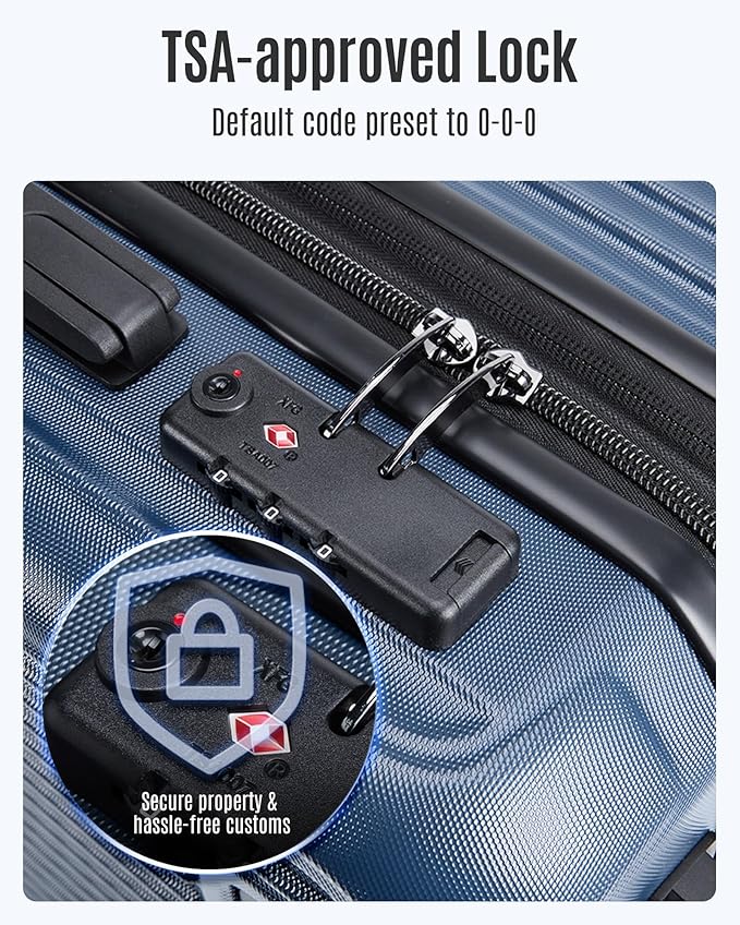 LIGHT FLIGHT 3-Piece Luggage Sets, Expandable Carry On Luggage 22x14x9 Airline Approved, Hardside Carry On Suitcases with Wheels, TSA Lock Travel Luggage Sets, Royal Blue