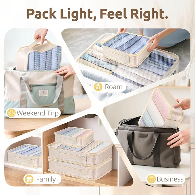 All-in-One 22 Pcs Packing Cubes for Travel Essentials –Includes Cubes,toothbrush covers,Silicone Bottle Cover,zipper bags, Matte Cosmetic Bag, Drawstring bag for Carry-On & Suitcase