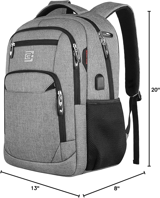 Volher 17 Inch Laptop Backpack, Business Anti Theft Slim Durable Laptops Backpack, Water Resistant College Computer Bag Gifts for Men & Women Fits 15.6 Inch Notebook-Grey