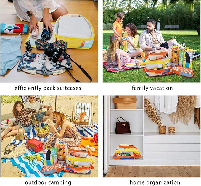 6 Pcs Compression Packing Cubes for Travel, Waterproof Luggage Organizer Washable Storage Bags Set - Packaging Cubes for Backpack Travel and Carry-Ons