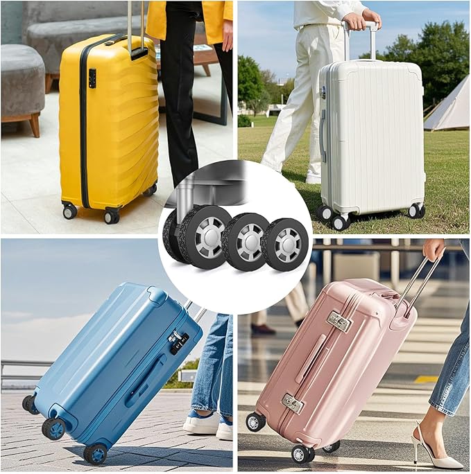 10 Pack Luggage Wheel Covers, 3 Size Protector Cover for 2.09-2.36" Suitcase Spinner Wheels, Upgraded Wear-Resistant, Silent, Shock Absorption Luggage Accessories for Carry-On Travel (Black, M)