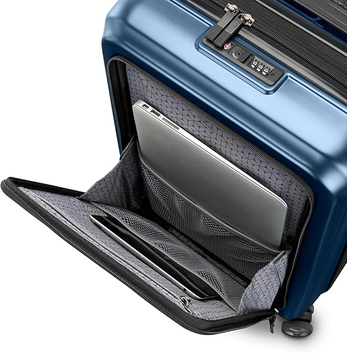 Samsonite 2 Piece Luggage Set with 21/28” Hardside Lightweight Octiv (Carry-On Pro with Front Pocket & Large Checked) Expandable, Four Spinner Wheels, Adjustable Handle, TSA Approved Lock - Blue