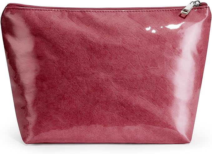 WLLWOO PVC Waterproof Makeup Bag Kraft Paper Cosmetic Bag Travel Toiletry Zipper Pouch Organizer for Women Purse
