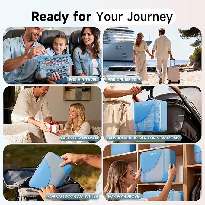 11 Set / 9 Set Packing Cubes for Travel,Gifts for Women Mom Kids,TSA Approved Bags for Makeup, Cosmetic, Toiletry, Organizers for Suitcase Carry On,Cruise Essentials Airplane Accessories,Azure Blue