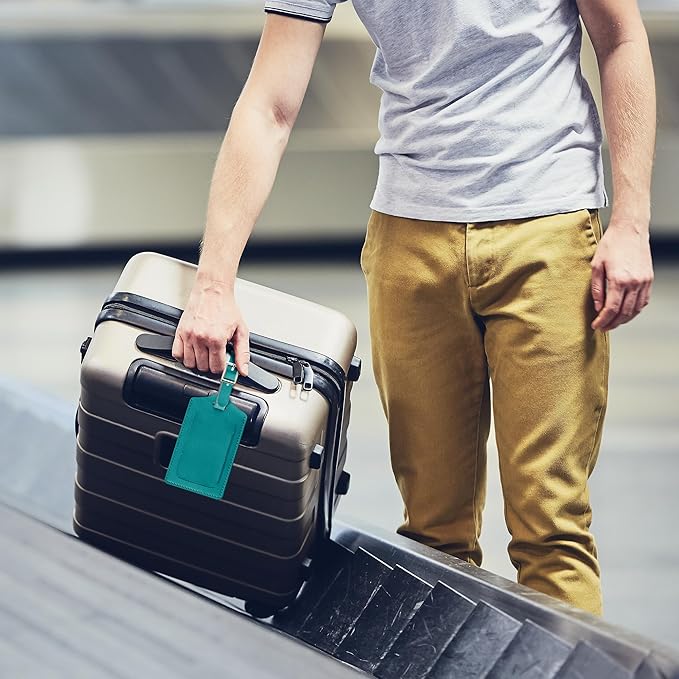 Travelambo Luggage Tags for Suitcases PU Leather Travel Tags Bag Tags Privacy Protection Travel Essentials