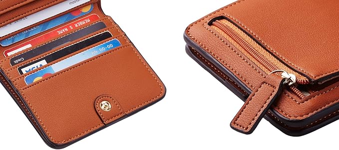 Toughergun Women’s Small Slim Leather Wallet with RFID Protection, Compact Bifold Mini Purse with Clear ID Window
