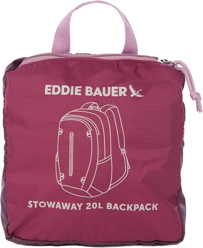 Eddie Bauer Stowaway Packable Backpack | Travel | Outdoor | Lightweight | Foldable | Durable | Ripstop Polyester | 20L - Port Red