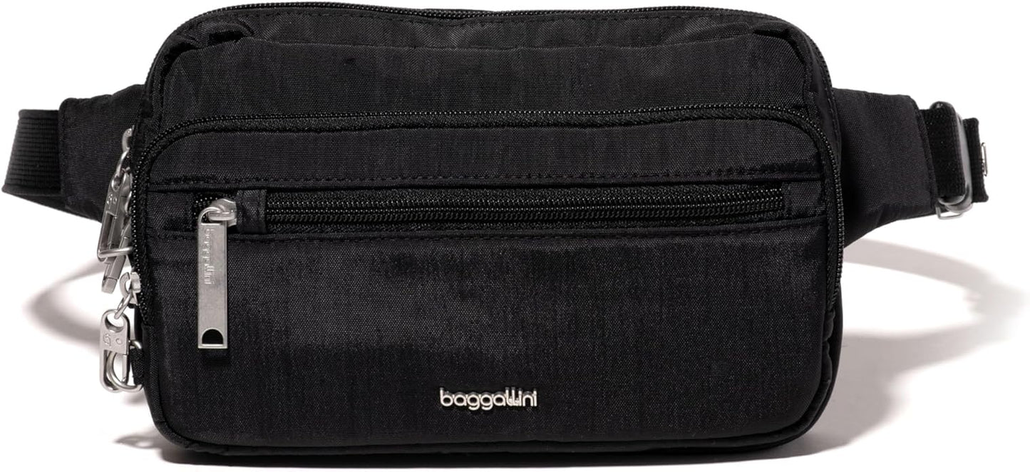 Baggallini Securtex Anti-theft Belt Bag 8.8"x5.5" Crossbody Fanny Pack for Women RFID Wallet Locking Zipper Travel Purse