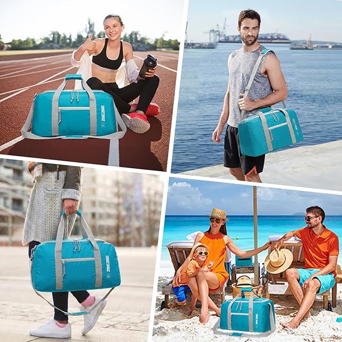 Foldable Travel Duffel Bag, Lightweight & Easy to Carry Water-Repellent Duffle Bag - 2-Way Zipper & Interior Pouch, Ideal for Weekend Trips, Daily Use,Camping,Sports