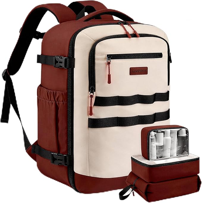 LOVEVOOK 42L Travel Backpack for Women & Men, TSA Approved Carry On Backpack with 3 Packing Cubes, Water-resistant Personal Item Bag Fits 17" Laptop, Travel Essentials Backpack for Trip