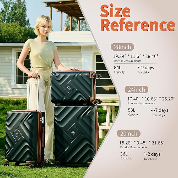 10 piece Luggage Set Expandable Suitcase 22x14x9 Airline Approved Carry on, ABS Hard Case Suitcases with Spinner Wheels,TSA Lock