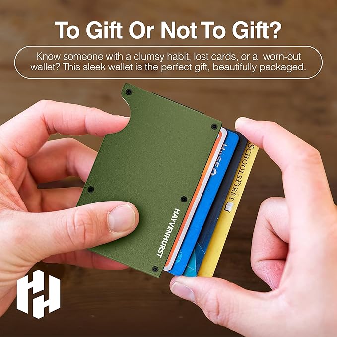 Hayvenhurst Wallet For Men - Reinvented Design Men's Wallet - Slim, Minimalistic & Seamless, Blocks RFID Scanners with a Money Clip (Matte Olive) | Reinvented Design, Slim, Minimalistic, Seamless, Blocks RFID Scanners, with a Money Clip