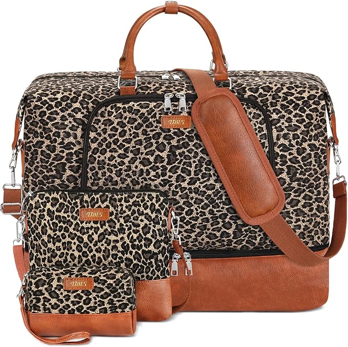 Travel Weekender Bag for Women, 21" Overnight Bag with Shoe Compartment 50L Large Travel Duffel Bag Carry On Tote for Weekend, Overnight, Business Trips, Water Resistant